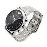 Buy Shop Emporio Armani Classic Chronograph Black Dial Silver Mesh Bracelet Watch For Men - AR1808 USA Online