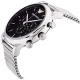 Buy Shop Emporio Armani Classic Chronograph Black Dial Silver Mesh Bracelet Watch For Men - AR1808 USA Online