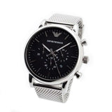 Buy Shop Emporio Armani Classic Chronograph Black Dial Silver Mesh Bracelet Watch For Men - AR1808 USA Online