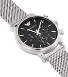 Buy Shop Emporio Armani Classic Chronograph Black Dial Silver Mesh Bracelet Watch For Men - AR1808 USA Online