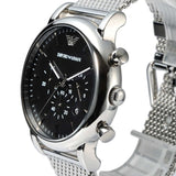 Buy Shop Emporio Armani Classic Chronograph Black Dial Silver Mesh Bracelet Watch For Men - AR1808 USA Online