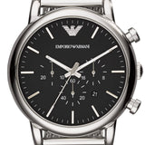 Buy Shop Emporio Armani Classic Chronograph Black Dial Silver Mesh Bracelet Watch For Men - AR1808 USA Online