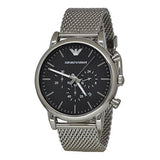Buy Shop Emporio Armani Classic Chronograph Black Dial Silver Mesh Bracelet Watch For Men - AR1808 USA Online