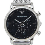 Buy Shop Emporio Armani Classic Chronograph Black Dial Silver Mesh Bracelet Watch For Men - AR1808 USA Online