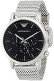 Buy Shop Emporio Armani Classic Chronograph Black Dial Silver Mesh Bracelet Watch For Men - AR1808 USA Online