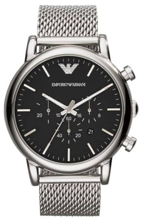 Buy Shop Emporio Armani Classic Chronograph Black Dial Silver Mesh Bracelet Watch For Men - AR1808 USA Online