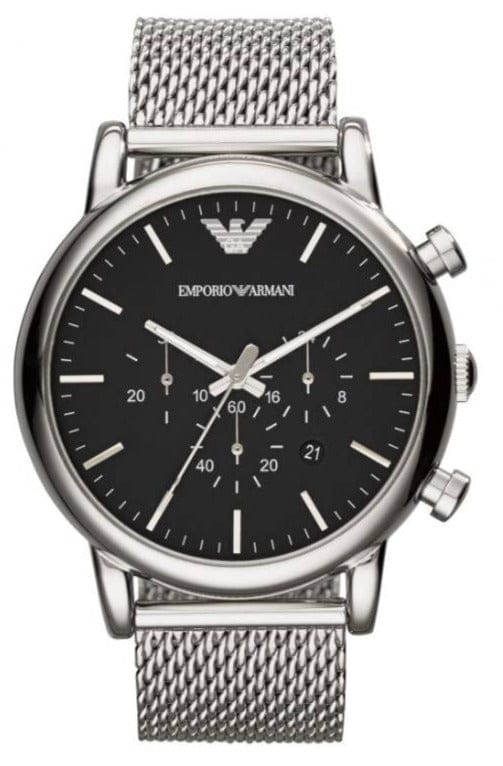 Buy Shop Emporio Armani Classic Chronograph Black Dial Silver Mesh Bracelet Watch For Men - AR1808 USA Online