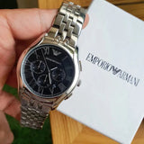 Buy Shop Emporio Armani Classic Chronograph Black Dial Silver Steel Strap Watch For Men - AR1786 USA Online