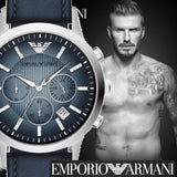 Buy Shop Emporio Armani Classic Chronograph Blue Dial Blue Leather Strap Watch For Men - AR2473 USA Online