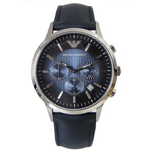 Buy Shop Emporio Armani Classic Chronograph Blue Dial Blue Leather Strap Watch For Men - AR2473 USA Online