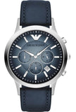 Buy Shop Emporio Armani Classic Chronograph Blue Dial Blue Leather Strap Watch For Men - AR2473 USA Online