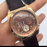 Buy Shop Emporio Armani Classic Chronograph Brown Dial Brown Leather Strap Watch for Men - AR0371 USA Online