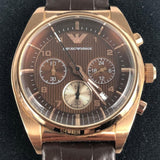 Buy Shop Emporio Armani Classic Chronograph Brown Dial Brown Leather Strap Watch for Men - AR0371 USA Online