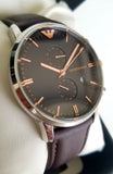Buy Shop Emporio Armani Classic Chronograph Brown Dial Brown Leather Strap Watch For Men - AR0387 USA Online