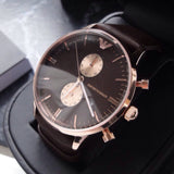 Buy Shop Emporio Armani Classic Chronograph Brown Dial Brown Leather Strap Watch For Men - AR0387 USA Online