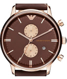 Buy Shop Emporio Armani Classic Chronograph Brown Dial Brown Leather Strap Watch For Men - AR0387 USA Online