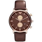 Buy Shop Emporio Armani Classic Chronograph Brown Dial Brown Leather Strap Watch For Men - AR0387 USA Online
