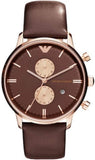 Buy Shop Emporio Armani Classic Chronograph Brown Dial Brown Leather Strap Watch For Men - AR0387 USA Online