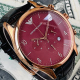 Buy Shop Emporio Armani Classic Chronograph Burgundy Dial Brown Leather Strap Watch For Men - AR1890 USA Online
