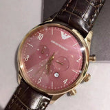 Buy Shop Emporio Armani Classic Chronograph Burgundy Dial Brown Leather Strap Watch For Men - AR1890 USA Online