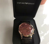 Buy Shop Emporio Armani Classic Chronograph Burgundy Dial Brown Leather Strap Watch For Men - AR1890 USA Online