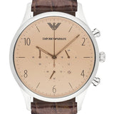 Buy Shop Emporio Armani Classic Chronograph Cream Dial Brown Leather Strap Watch For Men - AR1878 USA Online