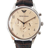 Buy Shop Emporio Armani Classic Chronograph Cream Dial Brown Leather Strap Watch For Men - AR1878 USA Online