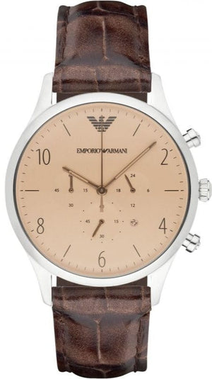 Buy Shop Emporio Armani Classic Chronograph Cream Dial Brown Leather Strap Watch For Men - AR1878 USA Online