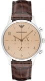 Buy Shop Emporio Armani Classic Chronograph Cream Dial Brown Leather Strap Watch For Men - AR1878 USA Online