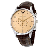 Buy Shop Emporio Armani Classic Chronograph Cream Dial Brown Leather Strap Watch For Men - AR1878 USA Online