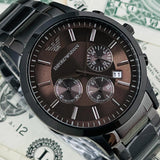 Buy Shop Emporio Armani Classic Chronograph Grey Dial Grey Steel Strap Watch For Men - AR2454 USA Online