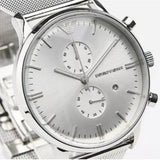 Buy Shop Emporio Armani Classic Chronograph Quartz Silver Dial Silver Mesh Bracelet Watch For Men - AR0390 USA Online