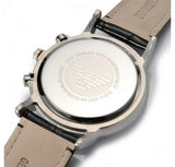 Buy Shop Emporio Armani Classic Chronograph Silver Dial Black Leather Strap Watch For Men - AR2432 USA Online