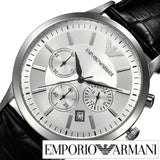 Buy Shop Emporio Armani Classic Chronograph Silver Dial Black Leather Strap Watch For Men - AR2432 USA Online
