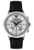 Buy Shop Emporio Armani Classic Chronograph Silver Dial Black Leather Strap Watch For Men - AR2432 USA Online