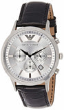 Buy Shop Emporio Armani Classic Chronograph Silver Dial Black Leather Strap Watch For Men - AR2432 USA Online