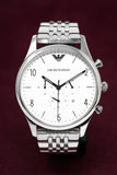 Buy Shop Emporio Armani Classic Chronograph Silver Dial Silver Steel Strap Watch For Men - AR1879 USA Online