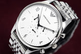 Buy Shop Emporio Armani Classic Chronograph Silver Dial Silver Steel Strap Watch For Men - AR1879 USA Online
