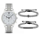 Buy Shop Emporio Armani Classic Chronograph Silver Dial Silver Steel Strap Watch For Men - AR1879 USA Online
