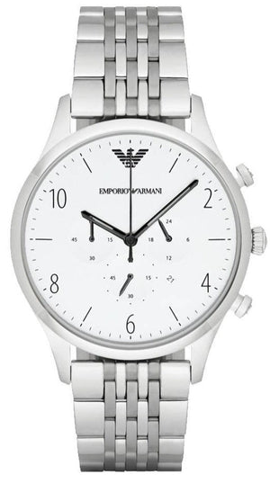 Buy Shop Emporio Armani Classic Chronograph Silver Dial Silver Steel Strap Watch For Men - AR1879 USA Online