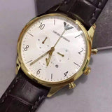 Buy Shop Emporio Armani Classic Chronograph White Dial Black Leather Strap Watch For Men - AR1892 USA Online