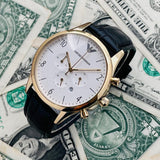 Buy Shop Emporio Armani Classic Chronograph White Dial Black Leather Strap Watch For Men - AR1892 USA Online