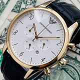 Buy Shop Emporio Armani Classic Chronograph White Dial Black Leather Strap Watch For Men - AR1892 USA Online