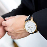 Buy Shop Emporio Armani Classic Chronograph White Dial Black Leather Strap Watch For Men - AR1892 USA Online