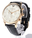 Buy Shop Emporio Armani Classic Chronograph White Dial Black Leather Strap Watch For Men - AR1892 USA Online