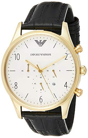 Buy Shop Emporio Armani Classic Chronograph White Dial Black Leather Strap Watch For Men - AR1892 USA Online