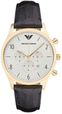 Buy Shop Emporio Armani Classic Chronograph White Dial Black Leather Strap Watch For Men - AR1892 USA Online