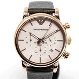 Buy Shop Emporio Armani Classic Chronograph White Dial Brown Leather Strap Watch For Men - AR1809 USA Online