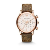 Buy Shop Emporio Armani Classic Chronograph White Dial Brown Leather Strap Watch For Men - AR1809 USA Online