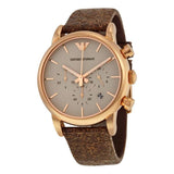 Buy Shop Emporio Armani Classic Chronograph White Dial Brown Leather Strap Watch For Men - AR1809 USA Online